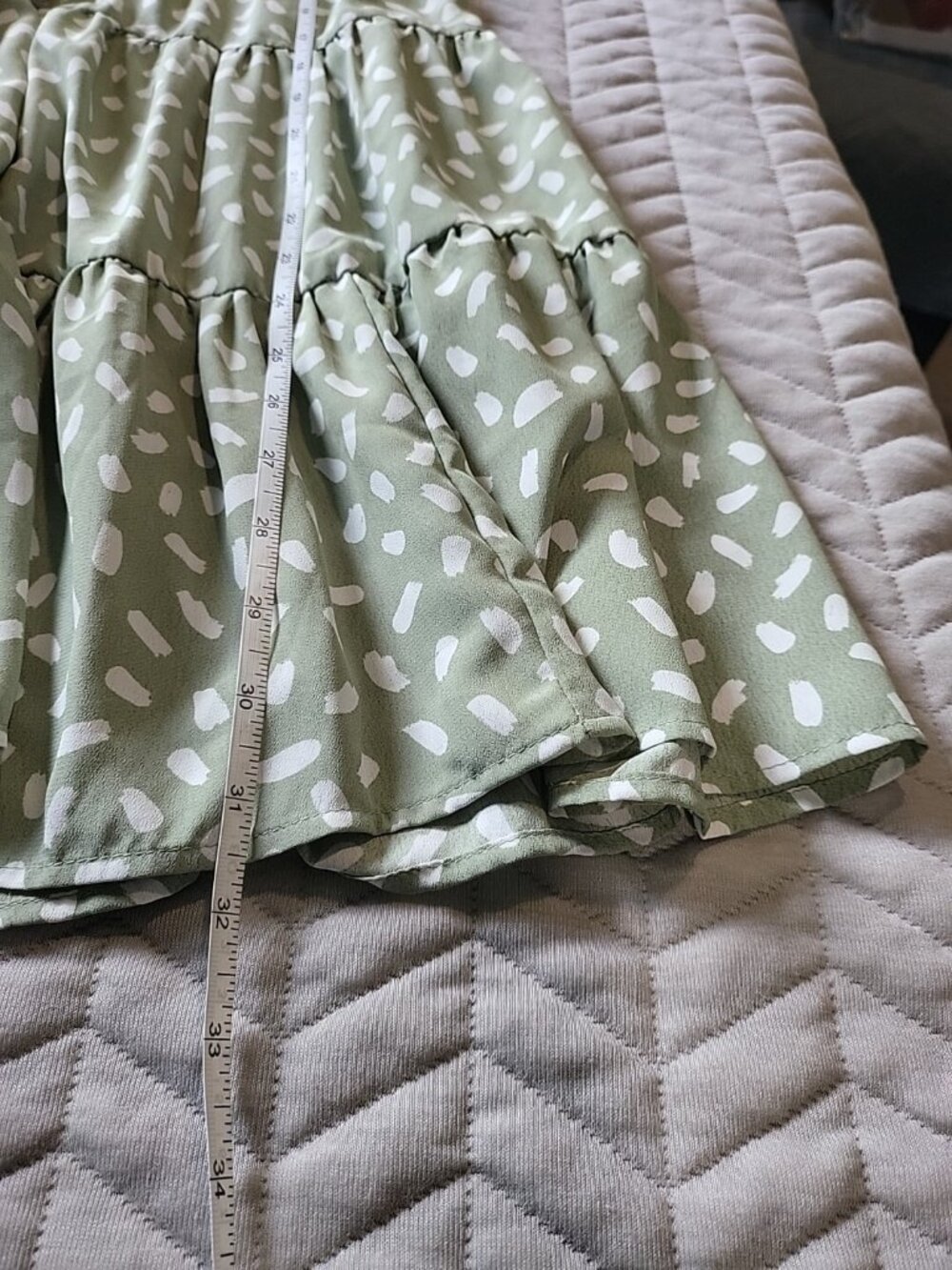 Mittoshop Sage Green Babydoll Dress Cottagecore Prairie Boho Flowy Mini Size M - Picture 5 of 11